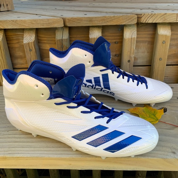 ADIDAS White Royal Blue Football Cleats Sz 16 - Picture 5 of 8